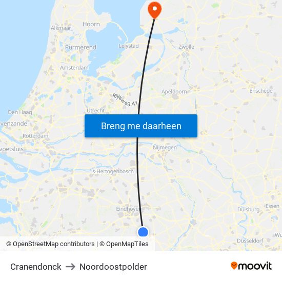 Cranendonck to Noordoostpolder map