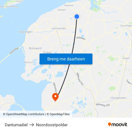 Dantumadiel to Noordoostpolder map