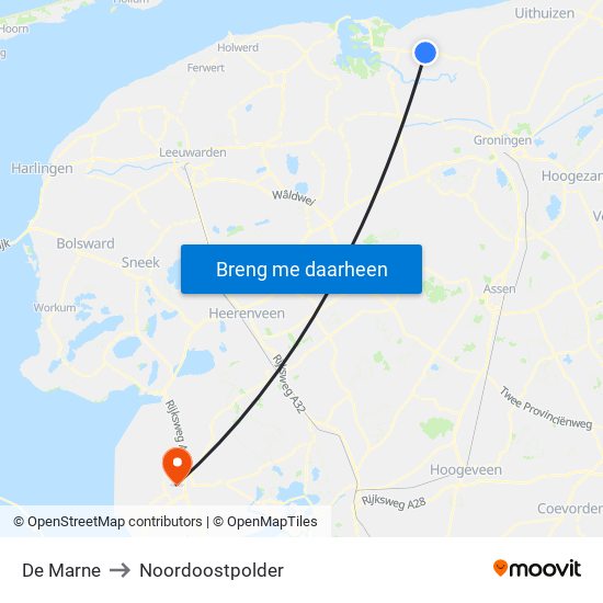 De Marne to Noordoostpolder map