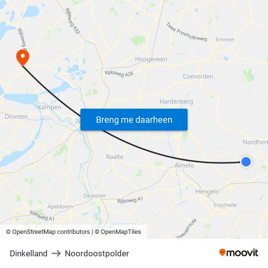 Dinkelland to Noordoostpolder map