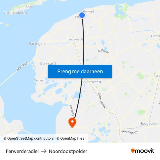 Ferwerderadiel to Noordoostpolder map