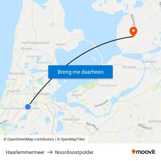 Haarlemmermeer to Noordoostpolder map