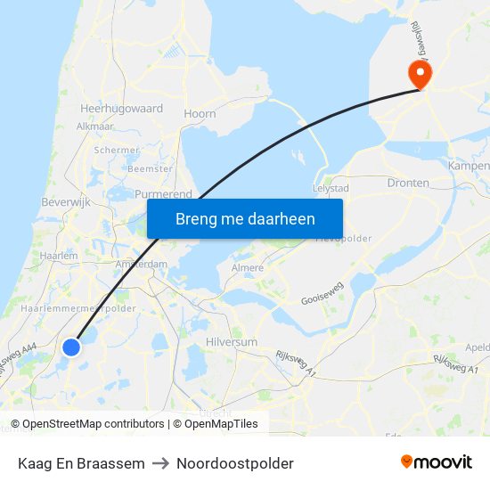 Kaag En Braassem to Noordoostpolder map