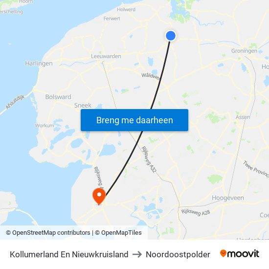 Kollumerland En Nieuwkruisland to Noordoostpolder map