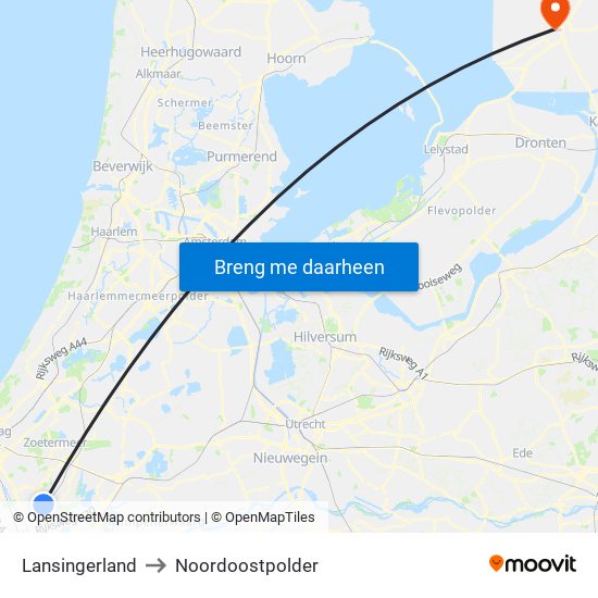 Lansingerland to Noordoostpolder map