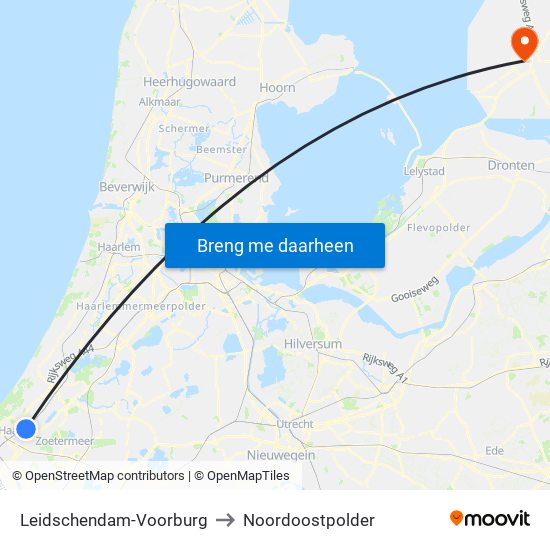 Leidschendam-Voorburg to Noordoostpolder map