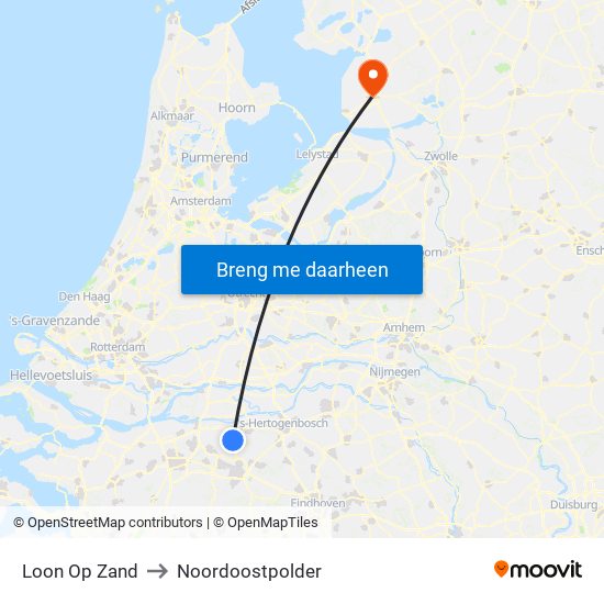 Loon Op Zand to Noordoostpolder map