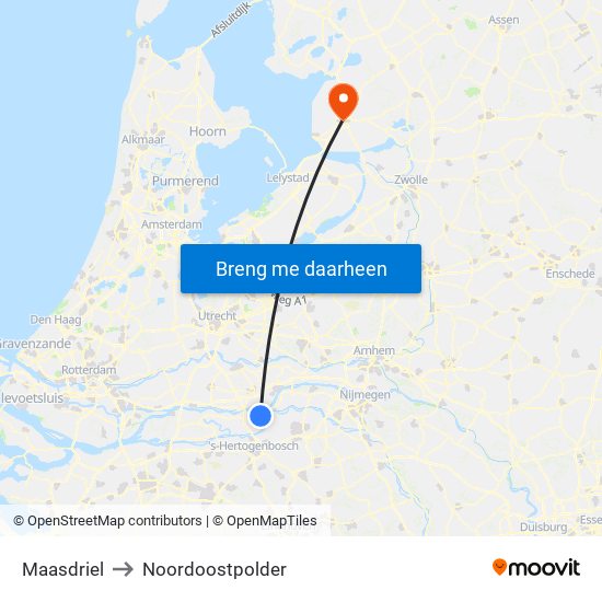 Maasdriel to Noordoostpolder map