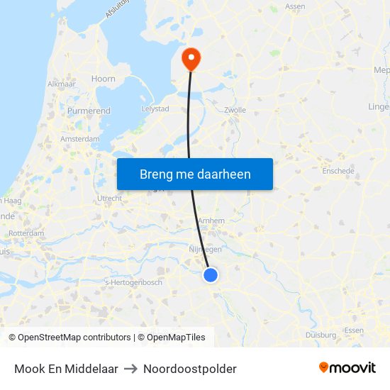 Mook En Middelaar to Noordoostpolder map