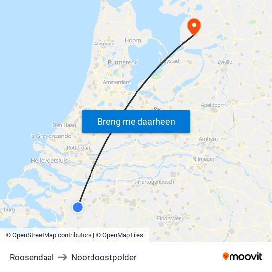 Roosendaal to Noordoostpolder map