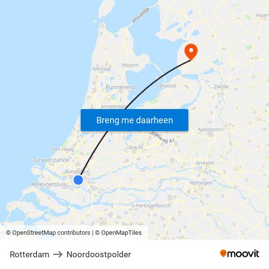 Rotterdam to Noordoostpolder map