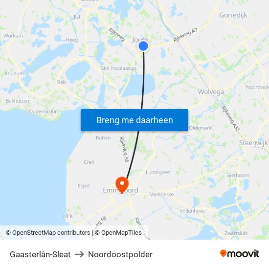 Gaasterlân-Sleat to Noordoostpolder map