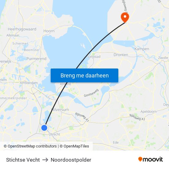 Stichtse Vecht to Noordoostpolder map