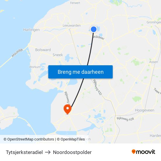 Tytsjerksteradiel to Noordoostpolder map