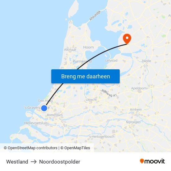 Westland to Noordoostpolder map