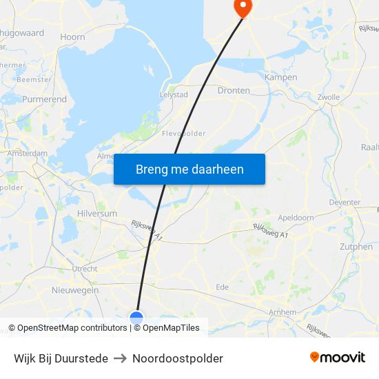 Wijk Bij Duurstede to Noordoostpolder map