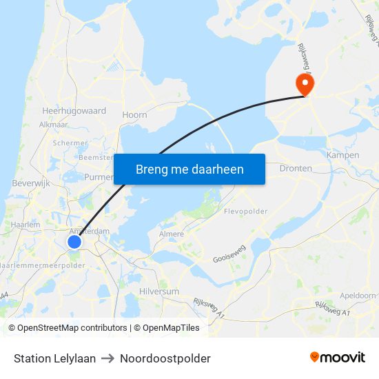 Station Lelylaan to Noordoostpolder map