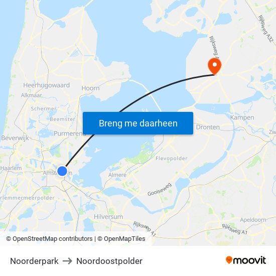 Noorderpark to Noordoostpolder map