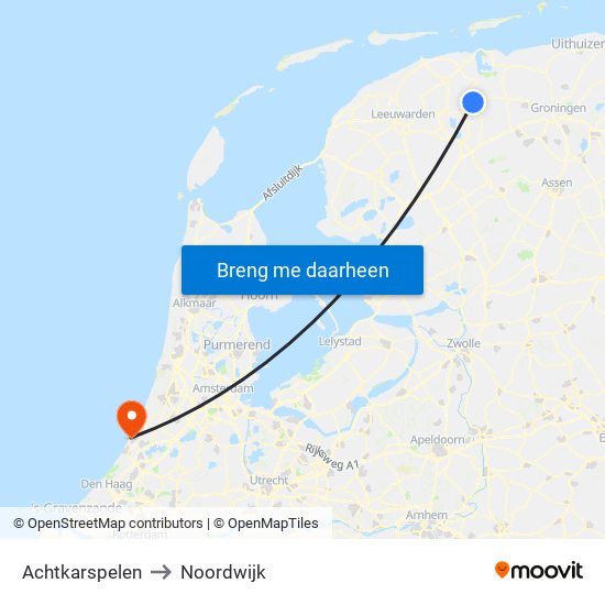 Achtkarspelen to Noordwijk map