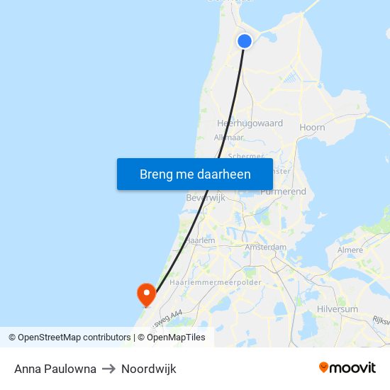 Anna Paulowna to Noordwijk map