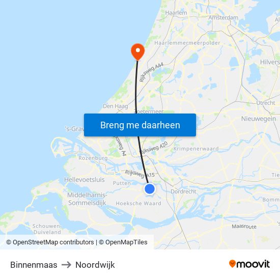 Binnenmaas to Noordwijk map