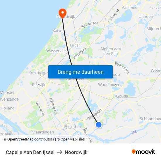 Capelle Aan Den Ijssel to Noordwijk map