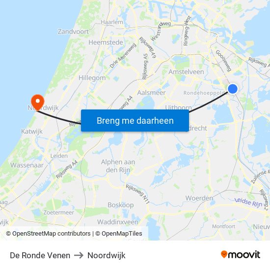 De Ronde Venen to Noordwijk map