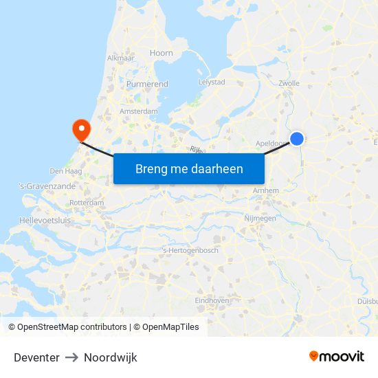 Deventer to Noordwijk map