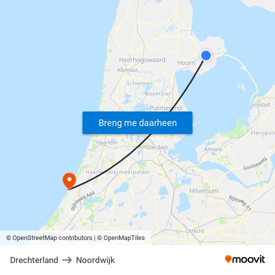 Drechterland to Noordwijk map