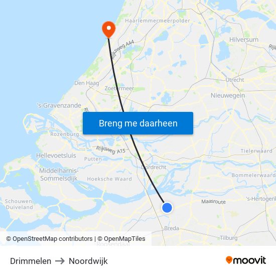 Drimmelen to Noordwijk map