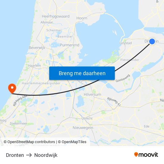 Dronten to Noordwijk map