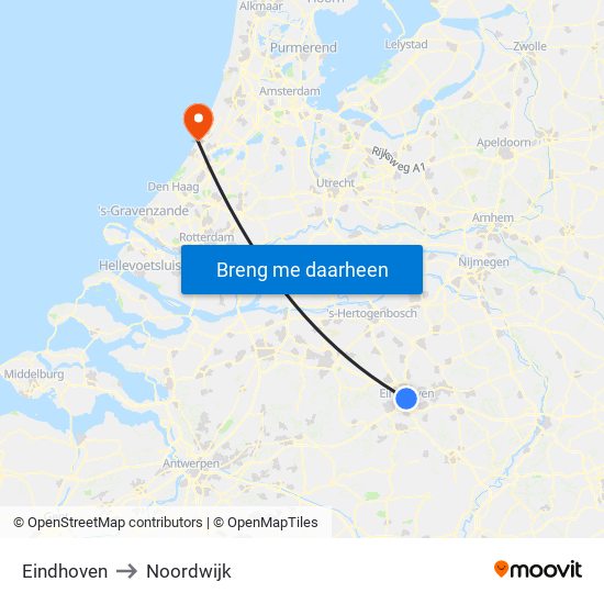 Eindhoven to Noordwijk map