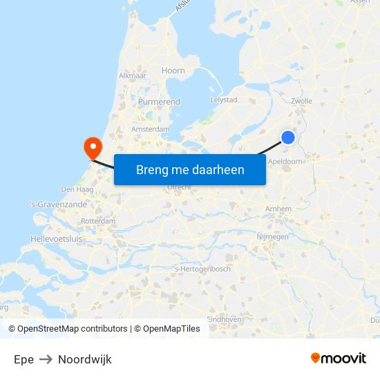 Epe to Noordwijk map