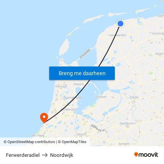 Ferwerderadiel to Noordwijk map