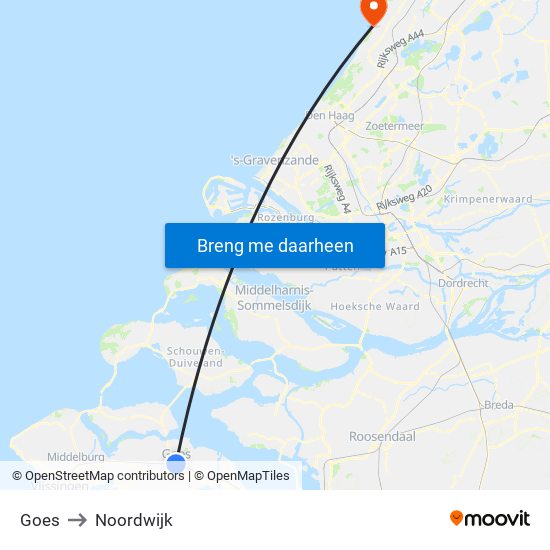 Goes to Noordwijk map