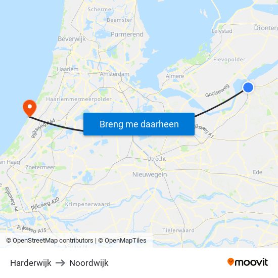 Harderwijk to Noordwijk map