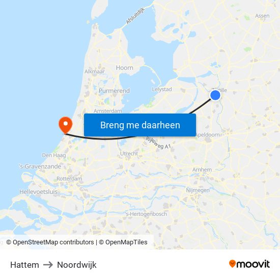 Hattem to Noordwijk map