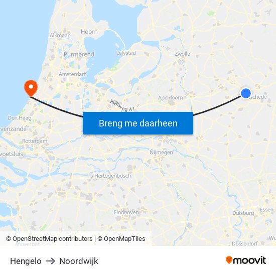 Hengelo to Noordwijk map