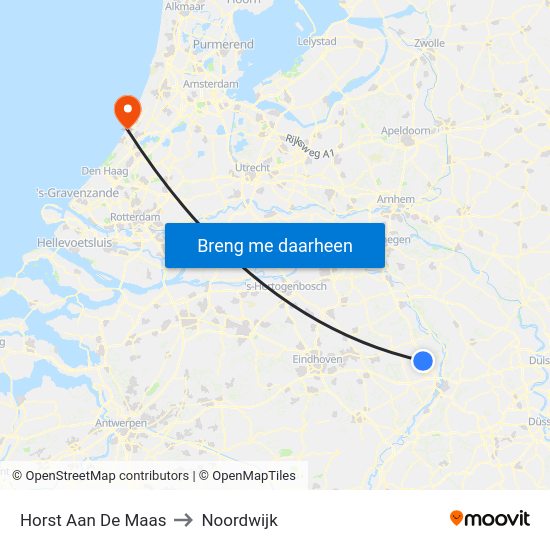 Horst Aan De Maas to Noordwijk map