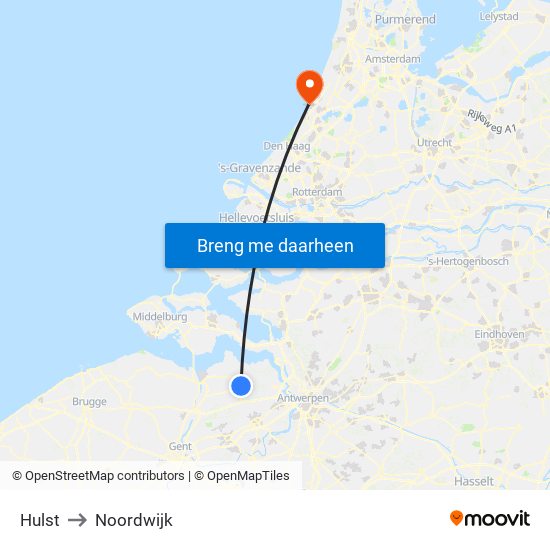 Hulst to Noordwijk map