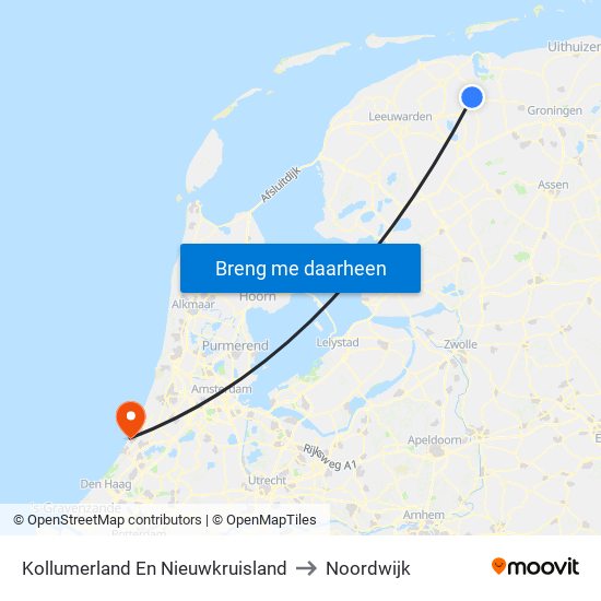 Kollumerland En Nieuwkruisland to Noordwijk map