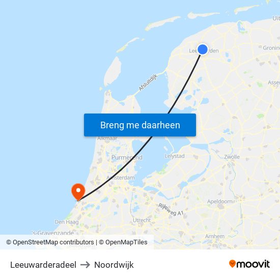 Leeuwarderadeel to Noordwijk map
