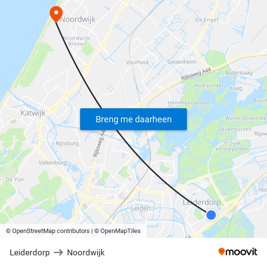 Leiderdorp to Noordwijk map
