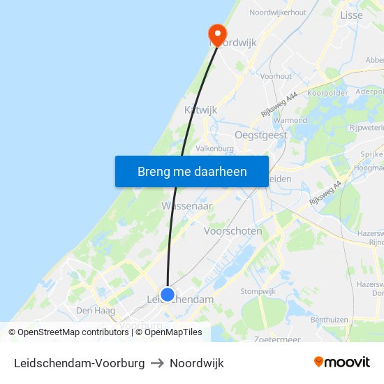 Leidschendam-Voorburg to Noordwijk map