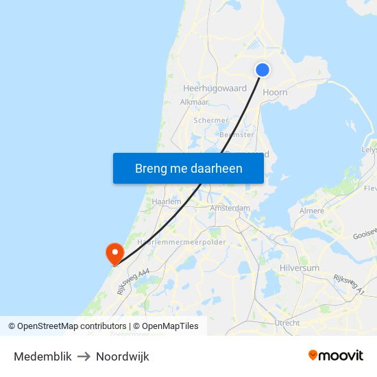 Medemblik to Noordwijk map