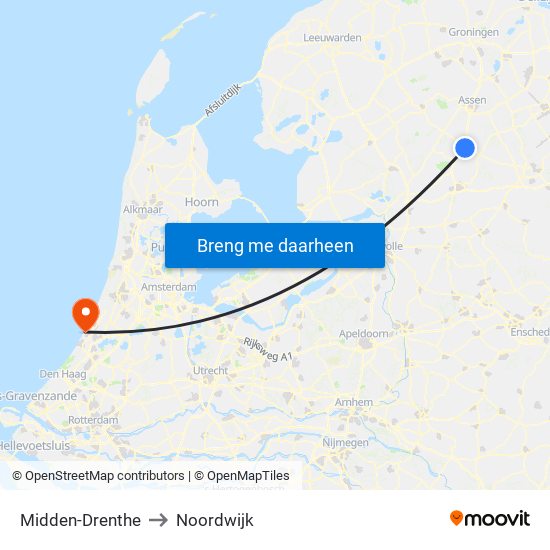 Midden-Drenthe to Noordwijk map