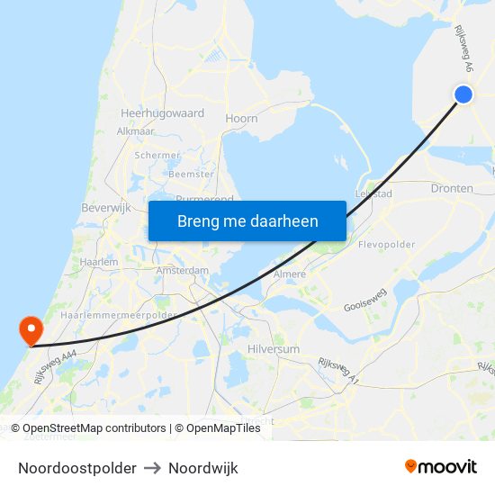 Noordoostpolder to Noordwijk map