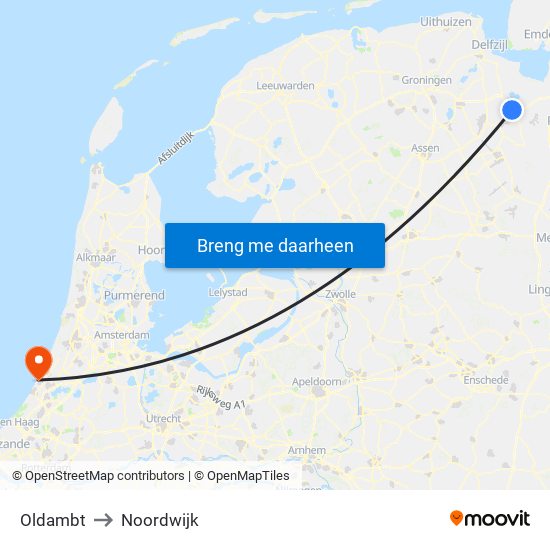 Oldambt to Noordwijk map