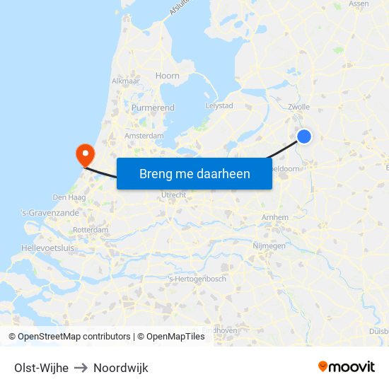 Olst-Wijhe to Noordwijk map