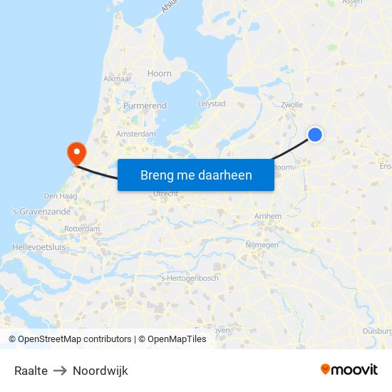 Raalte to Noordwijk map